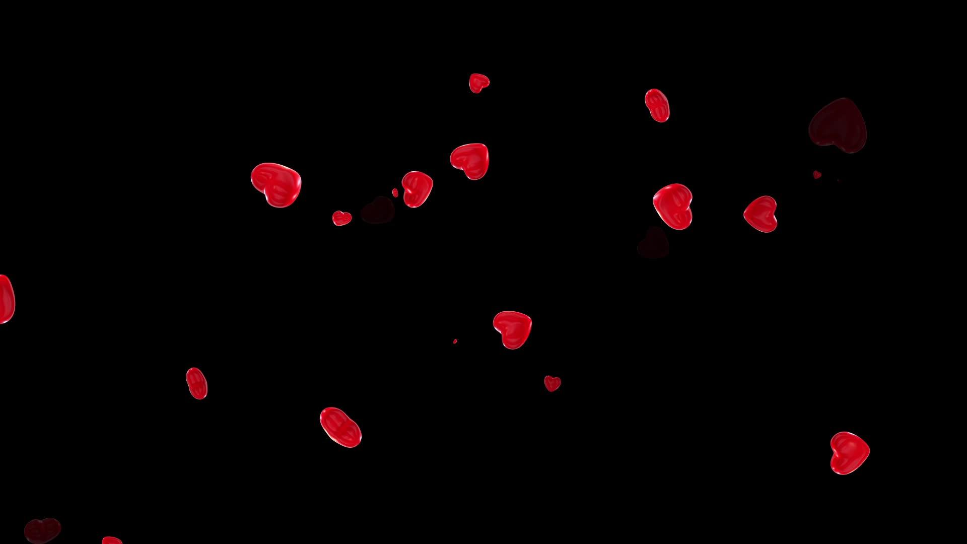 黑色背景下闪亮的红心视频的预览图