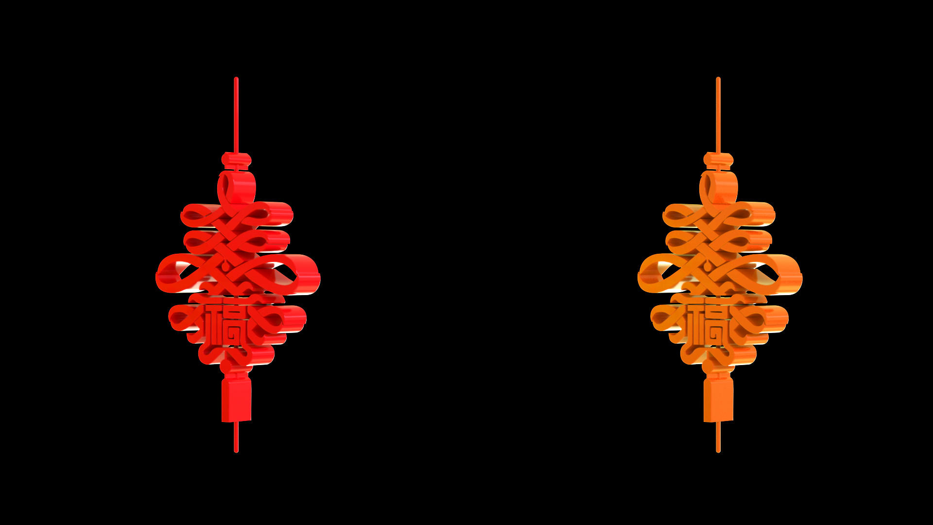 中国风三维红黄福字旋转展示动画视频的预览图
