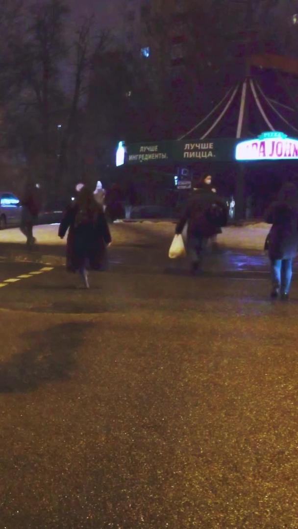 雨雪天气城市夜晚街头街头视频的预览图