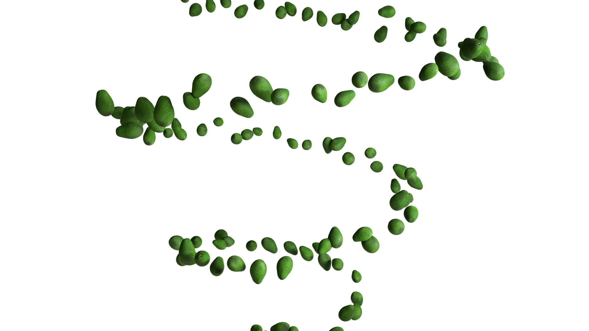 avocado水果以螺旋形的方式飞行无缝行视频的预览图