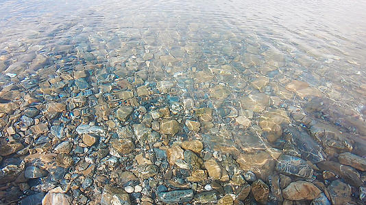 湖水波纹水面水底石头鹅卵石素材背景视频的预览图