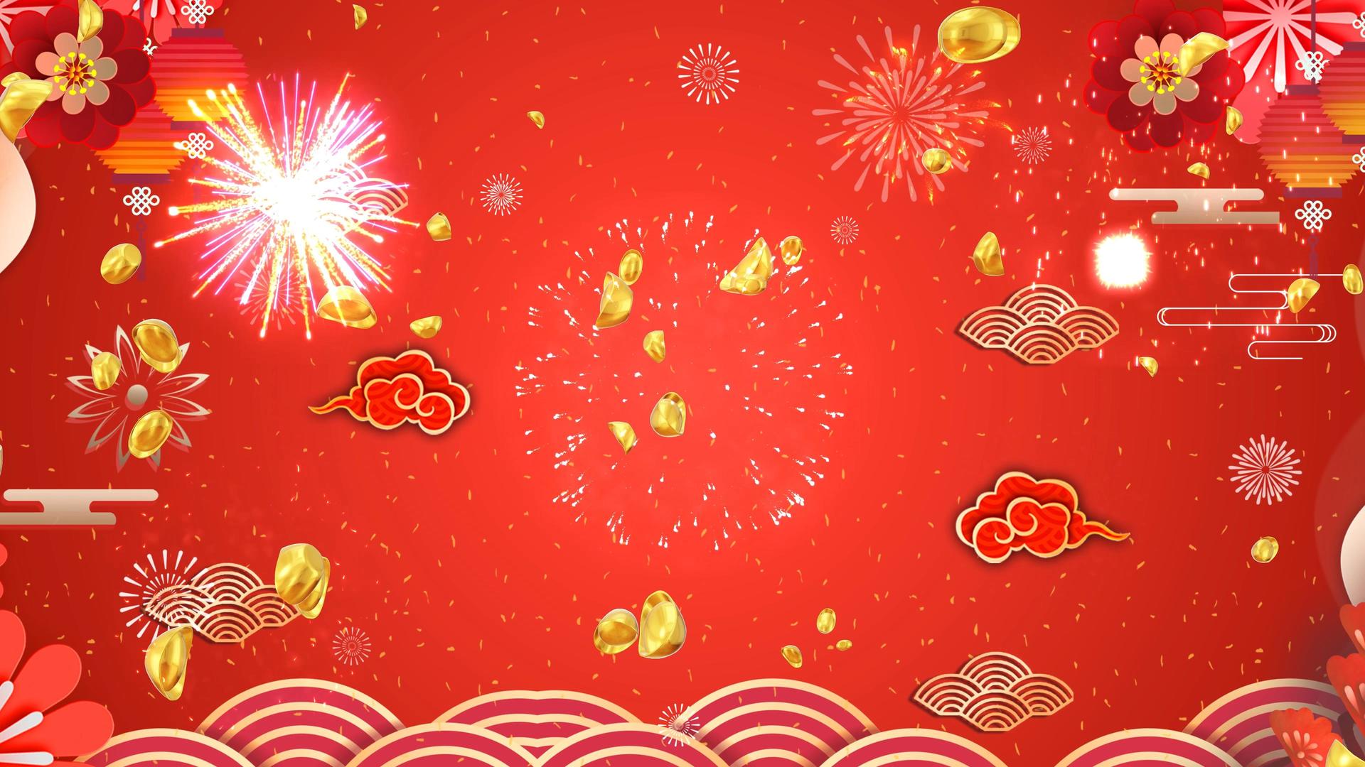 4K喜庆热闹春节动态循环红色节日背景视频视频的预览图