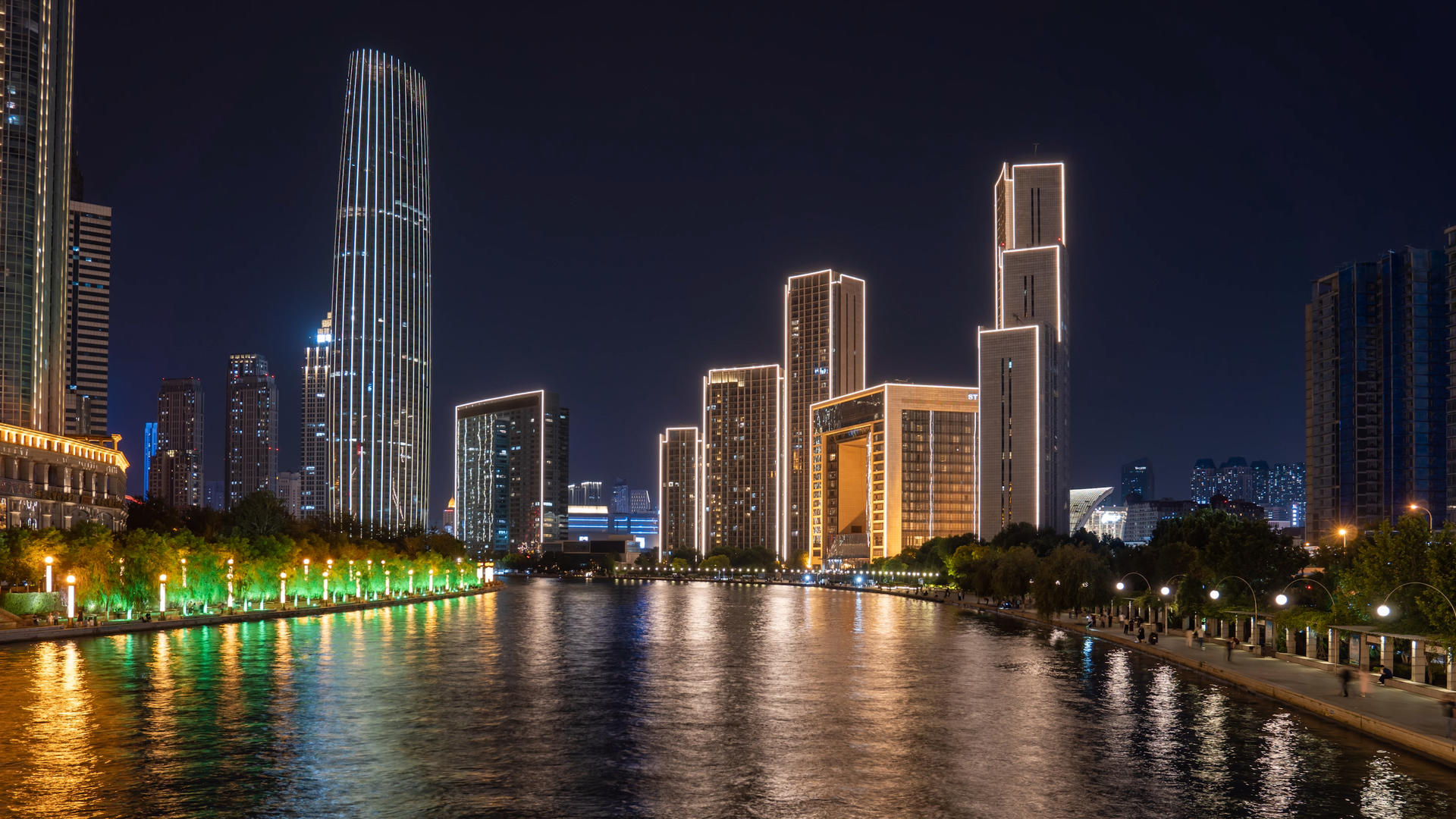 4k拍摄天津城市夜景海河风景延时摄影视频的预览图