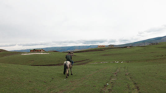 新疆天山牧场牧民骑马生活牲畜马匹视频的预览图