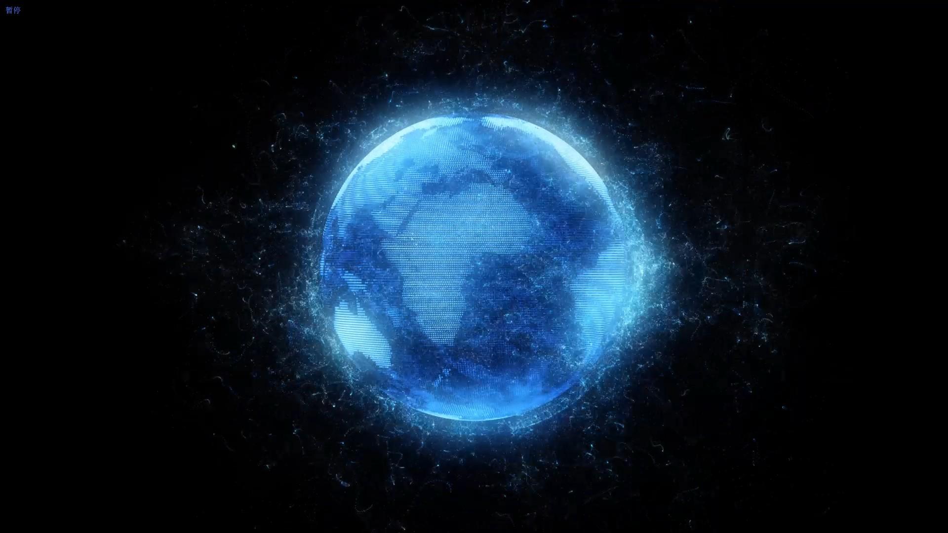 唯美蓝色科技地球（带通道）视频的预览图