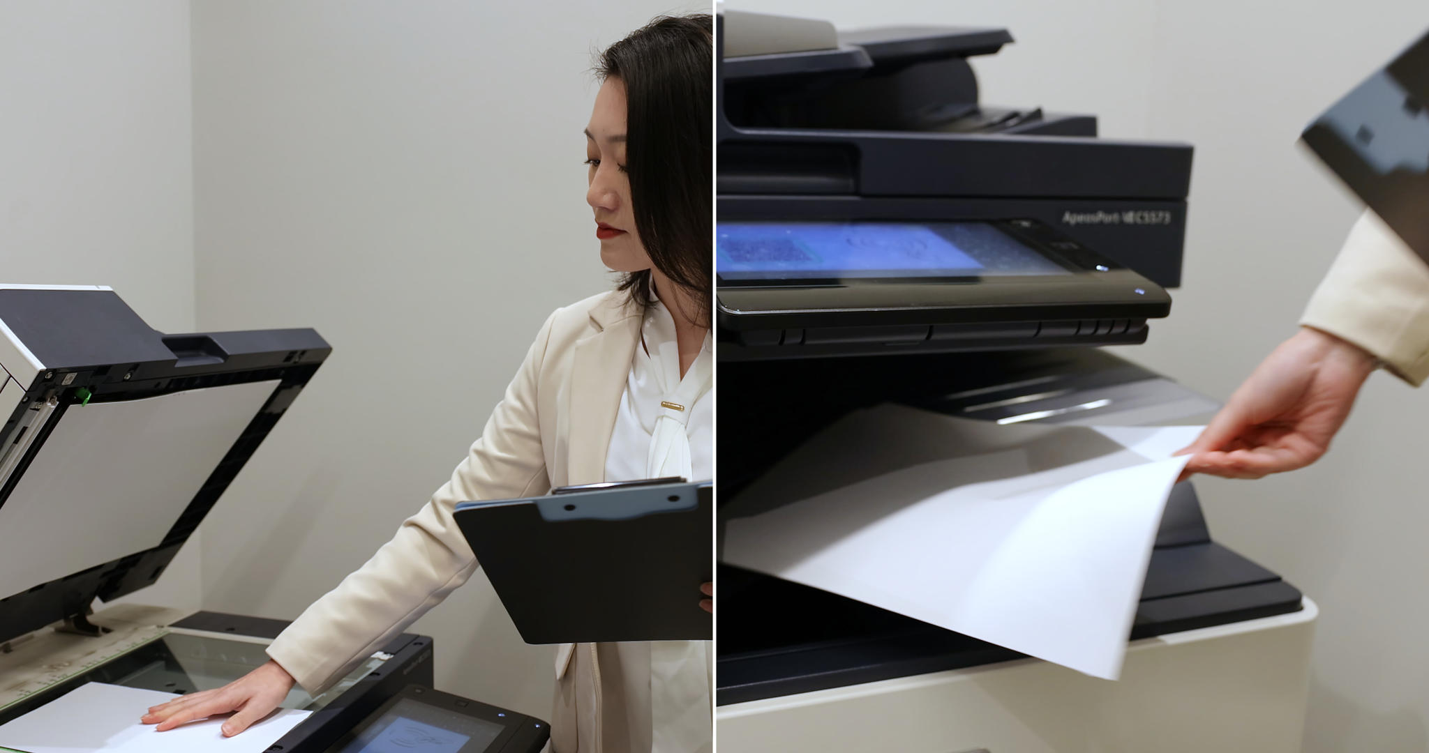 女职员使用打印机视频的预览图