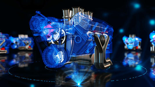 4K3D技术工厂全息汽车发动机背景视频的预览图