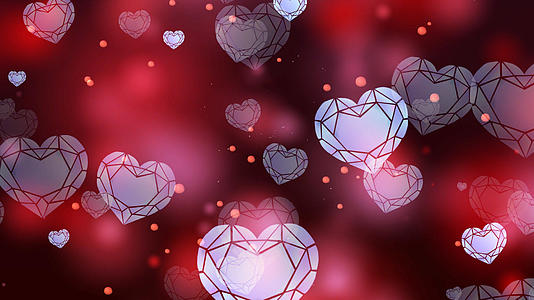 4k浪漫红色钻石爱心情人节背景视频的预览图