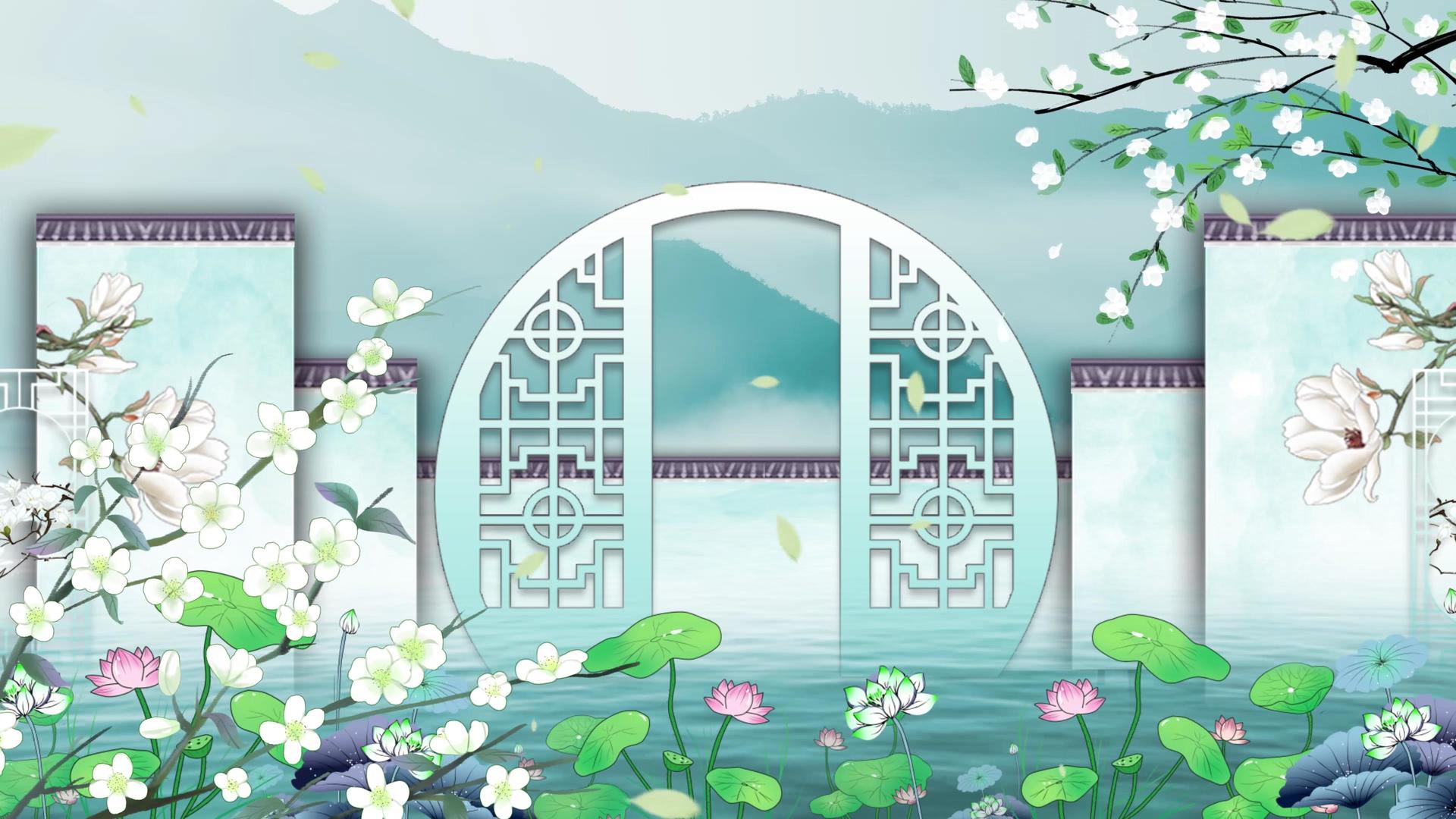 4K水墨中国风梨花背景视频视频的预览图