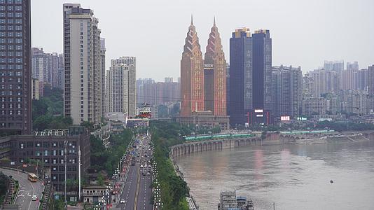 重庆城市桥梁车辆索道人文景色视频的预览图