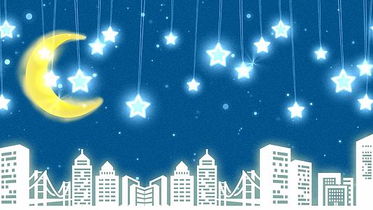 卡通城市夜晚星星闪烁视频的预览图