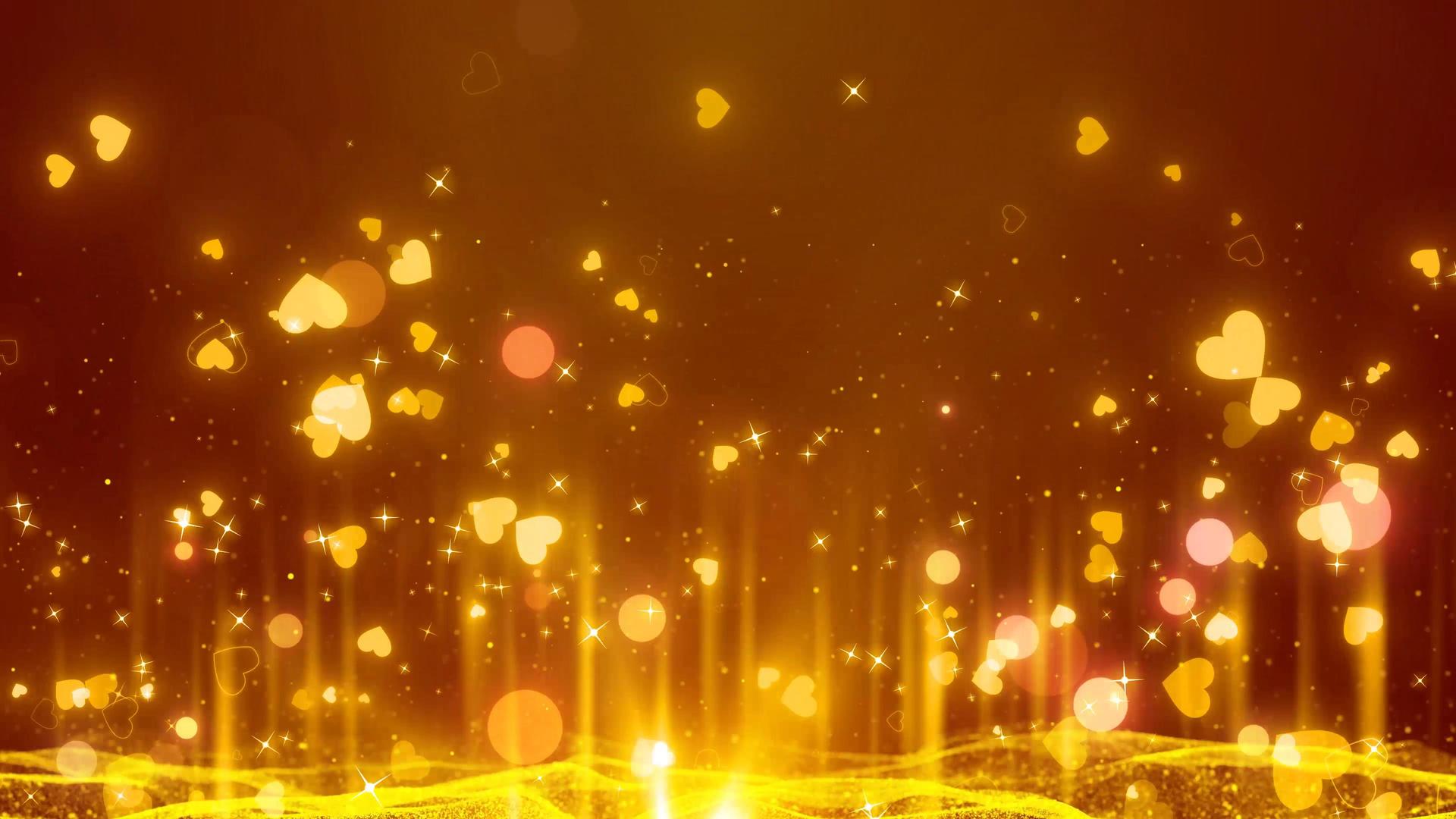 4K金色粒子爱心舞台背景视频视频的预览图