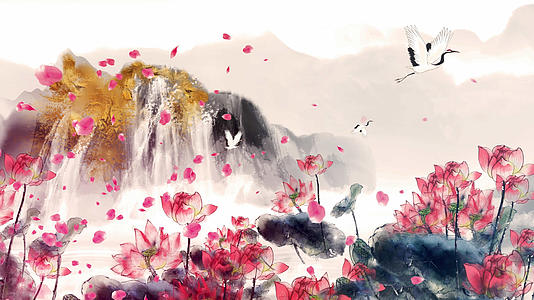 4K中国风水墨舞台背景素材的预览图