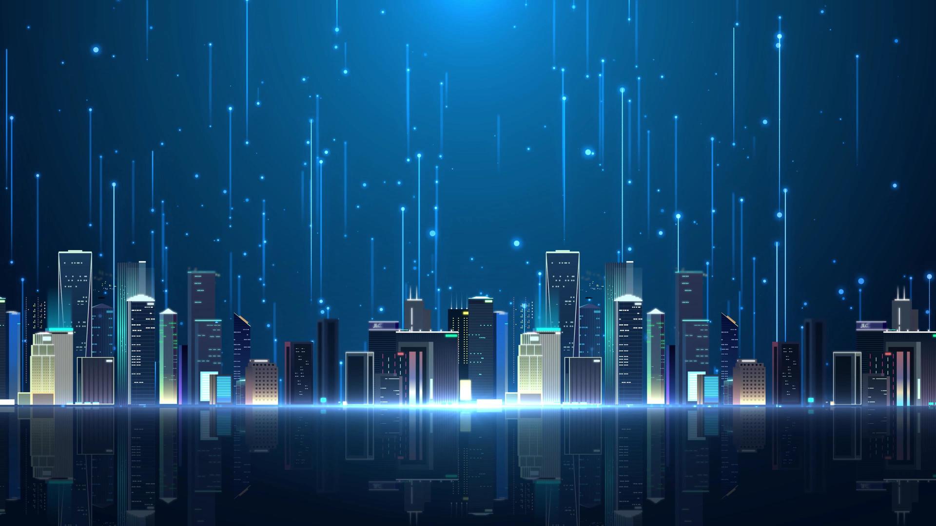 4K梦幻粒子城市走屏舞台背景视频视频的预览图