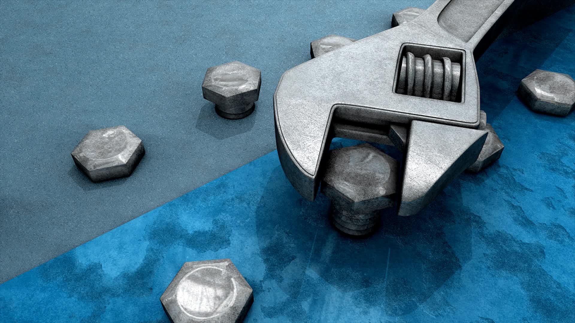 金属扳手3D动画工具工作视频的预览图