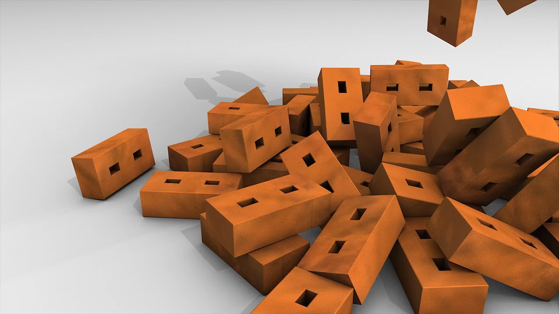 砖块坠落动画3d视频的预览图