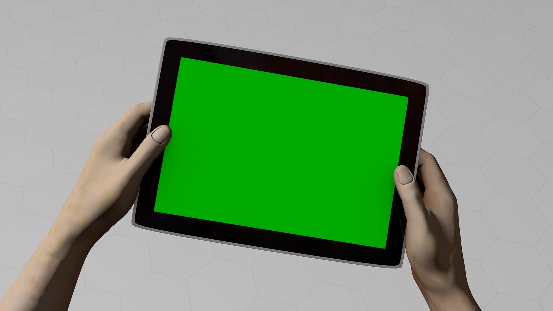 3d动画平板电脑游戏绿幕视频的预览图