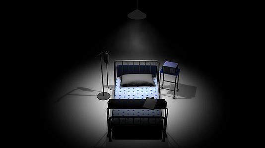 一张医院床位在一个黑暗的房间里视频的预览图