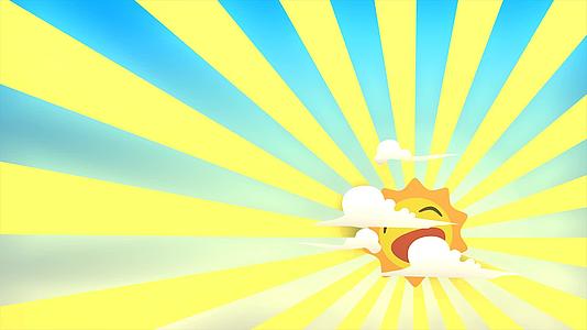 快乐太阳升起卡通3D动画视频的预览图