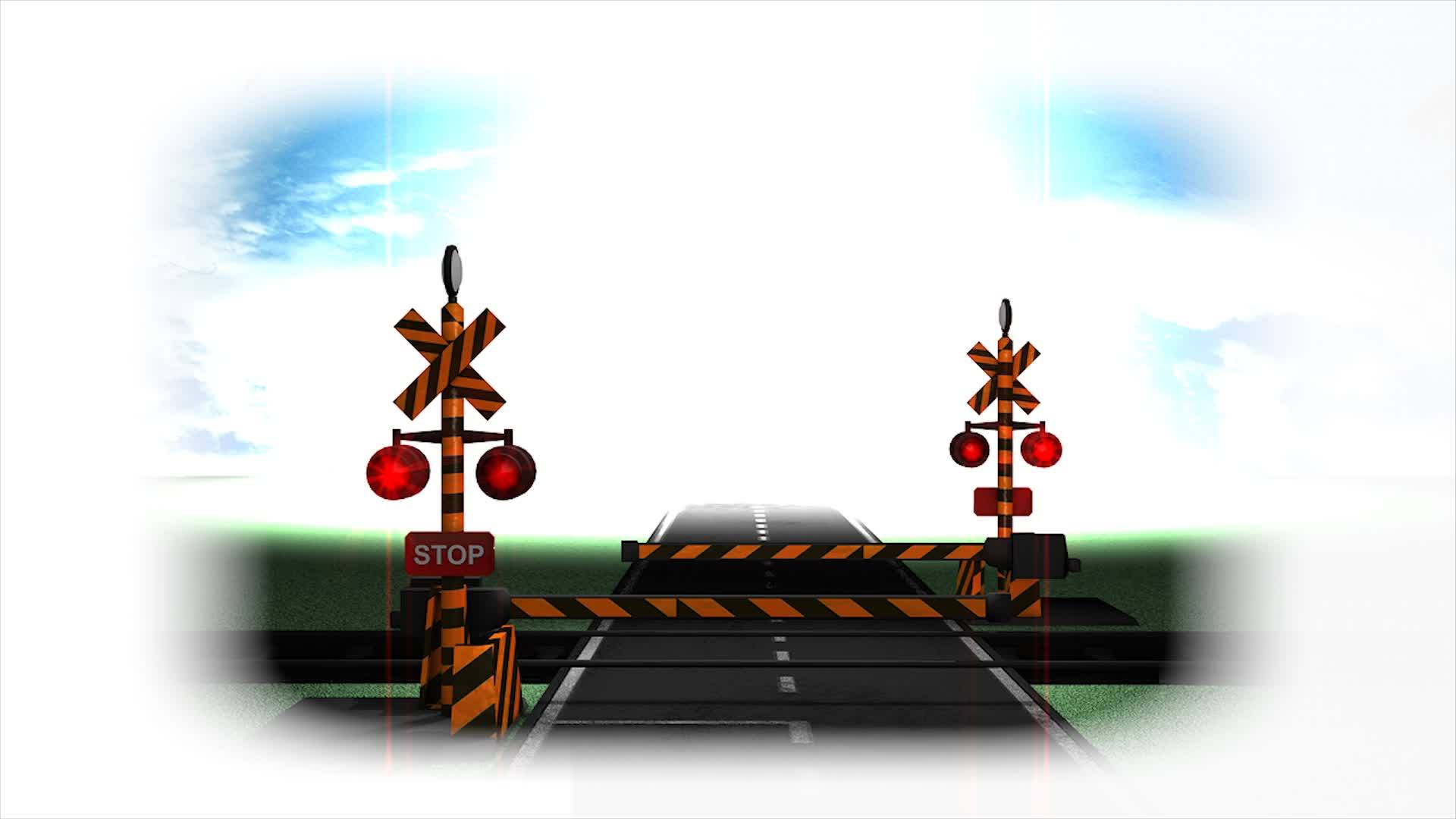 3d动画火车穿过十字路口视频的预览图