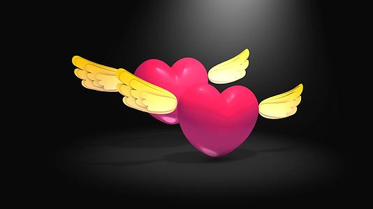 心形可爱的翅膀神奇的仙女绿屏视频的预览图