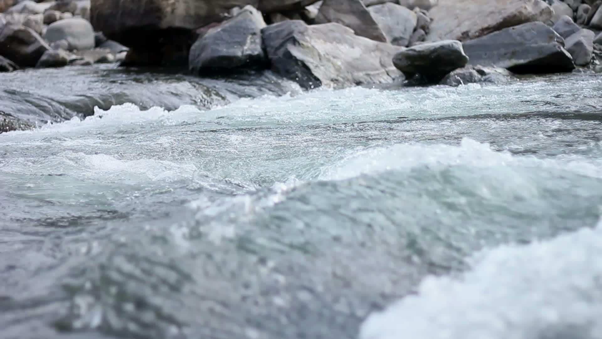 近距离拍摄的河流沿河潮流流动视频的预览图