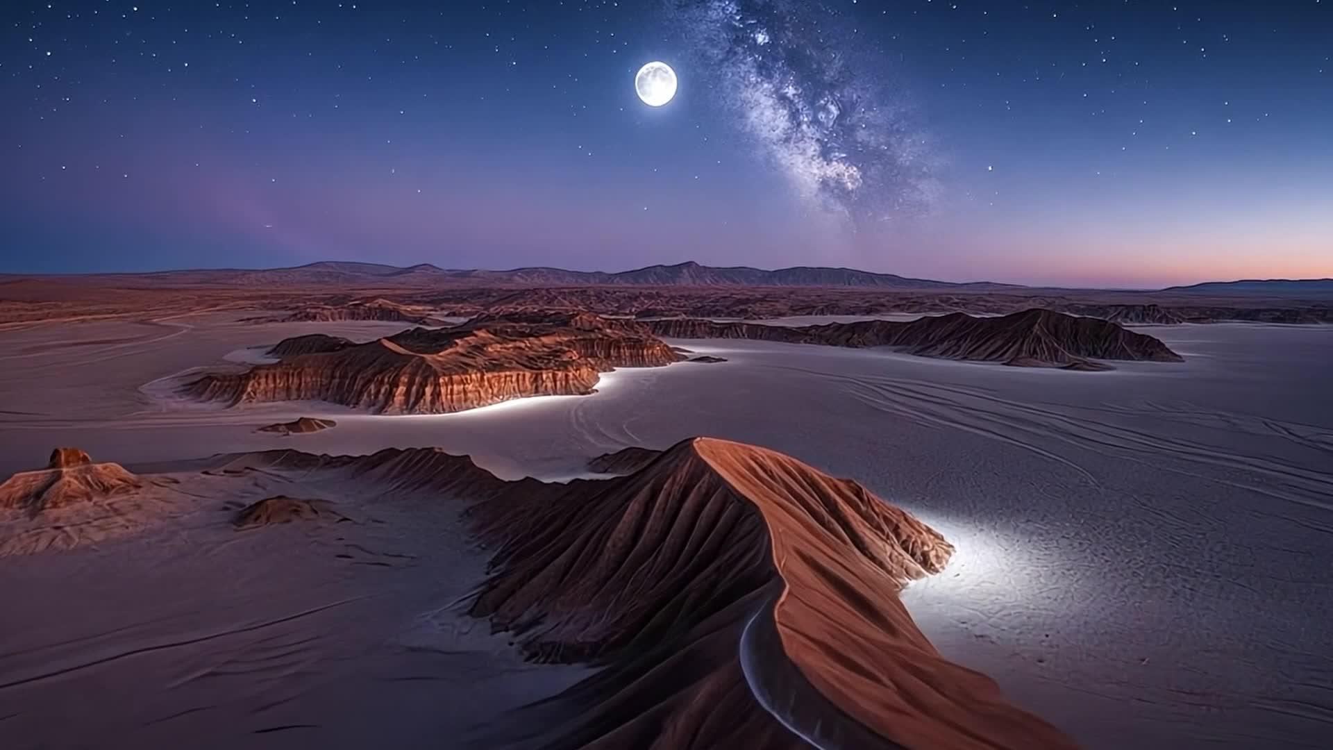 高清沙漠夜空银河星空视频的预览图