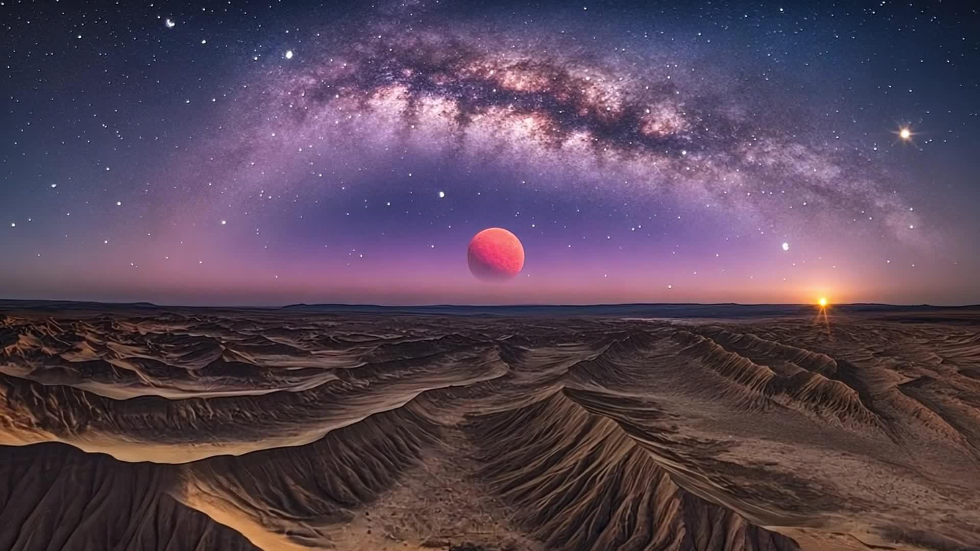 高清沙漠夜空银河星空视频的预览图