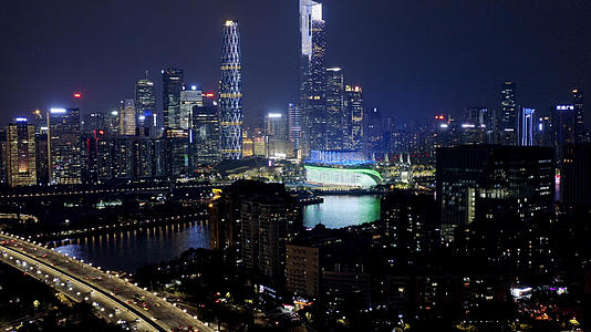 广州珠江夜景航拍视频的预览图
