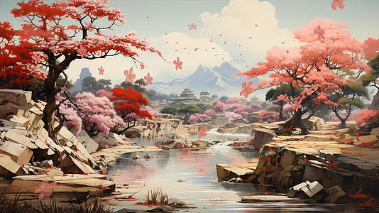 中国风古风景观舞台背景视频视频的预览图