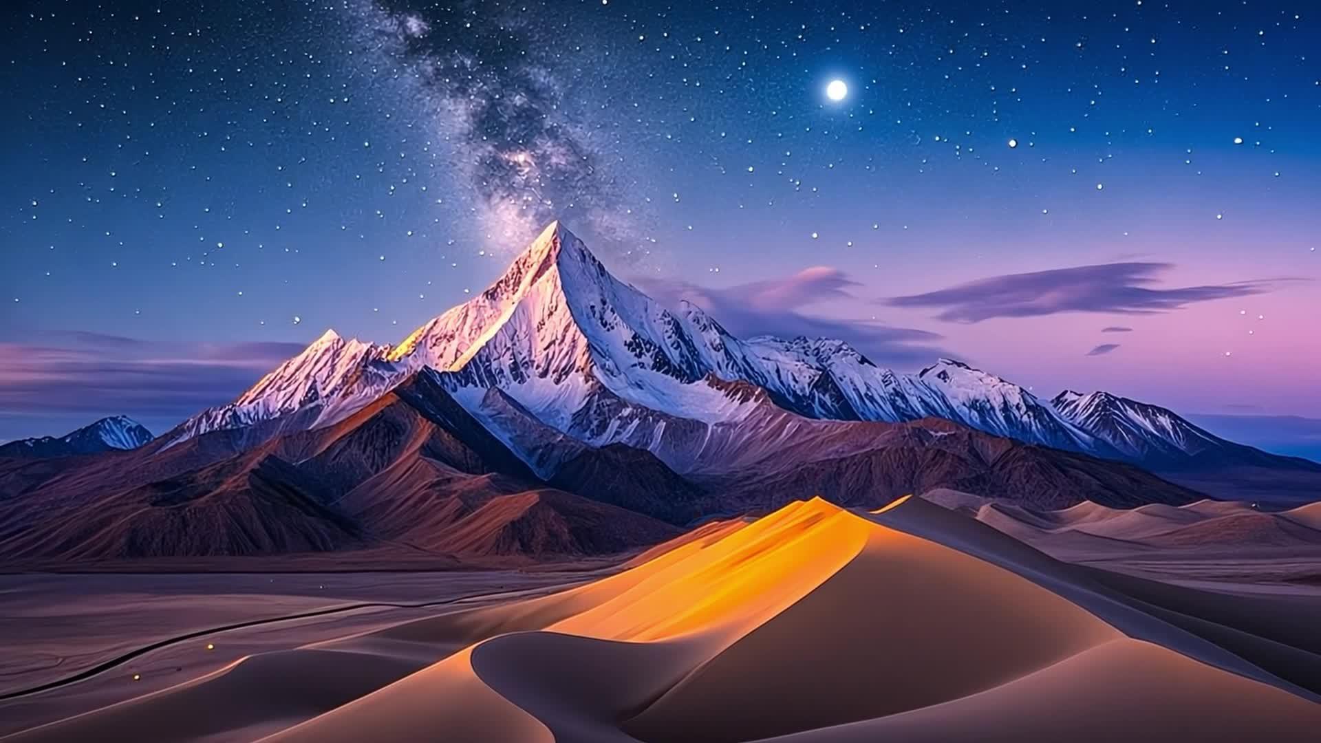 高清沙漠夜空银河星空视频的预览图