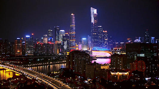 广州珠江城市夜景航拍视频的预览图