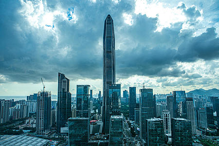 4K深圳城市福田区建筑群最高楼平安大厦视频的预览图