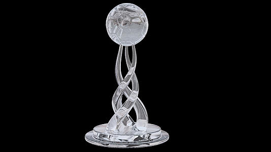 足球赛事玻璃质感足球奖杯旋转展示循环动画视频的预览图