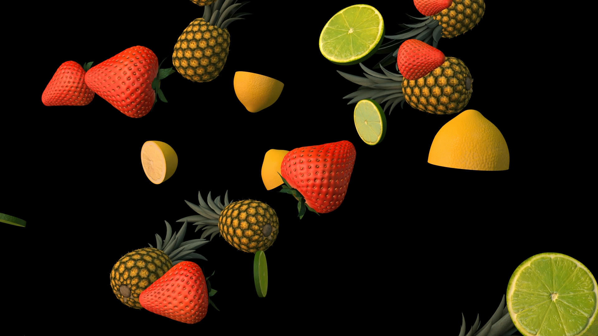 透明通道多种水果散落视频素材视频的预览图
