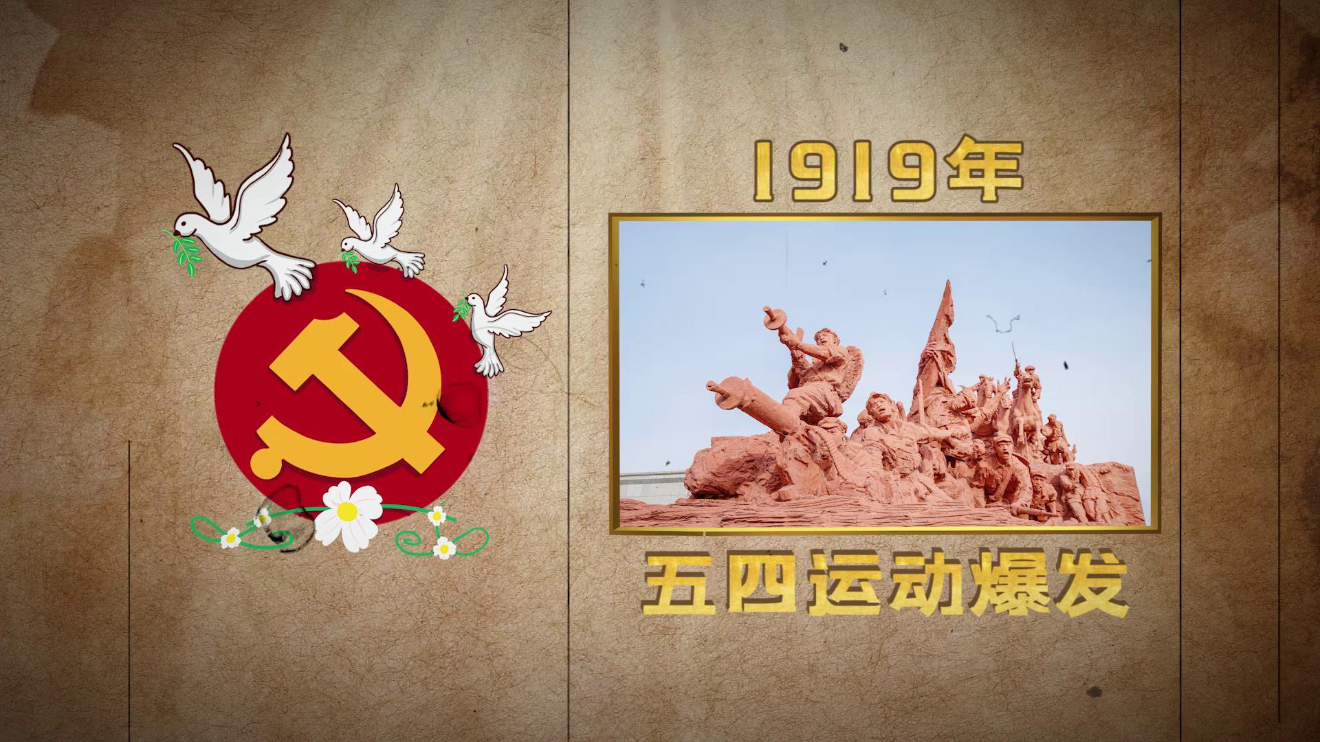 怀旧复古五四青年节党政时间线视频的预览图