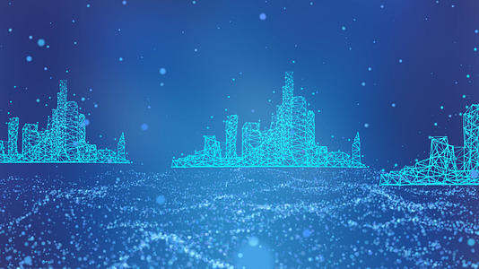 4K蓝色科技粒子城市动态背景视频视频的预览图