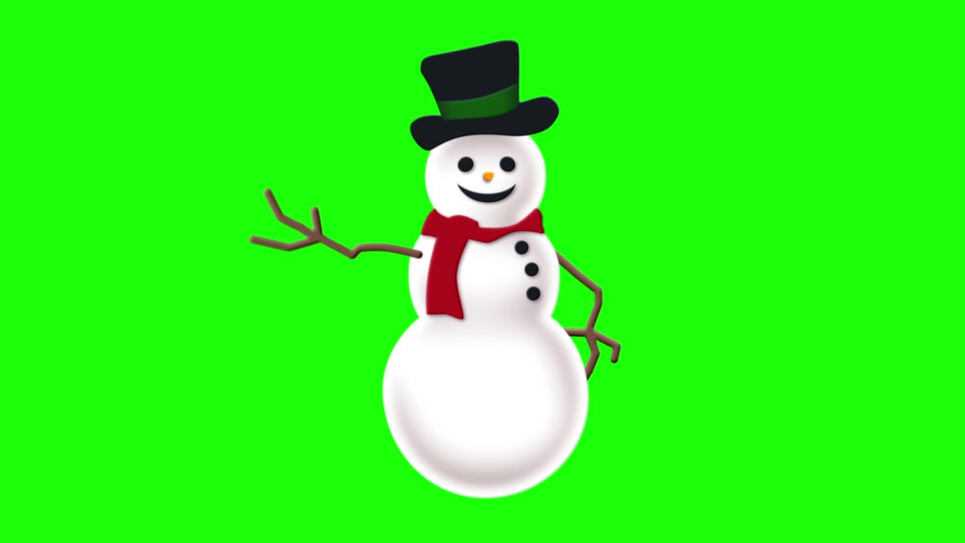 雪人在绿色屏幕上的动画视频的预览图