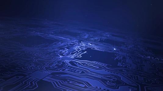蓝色科技空间电路板背景视频的预览图