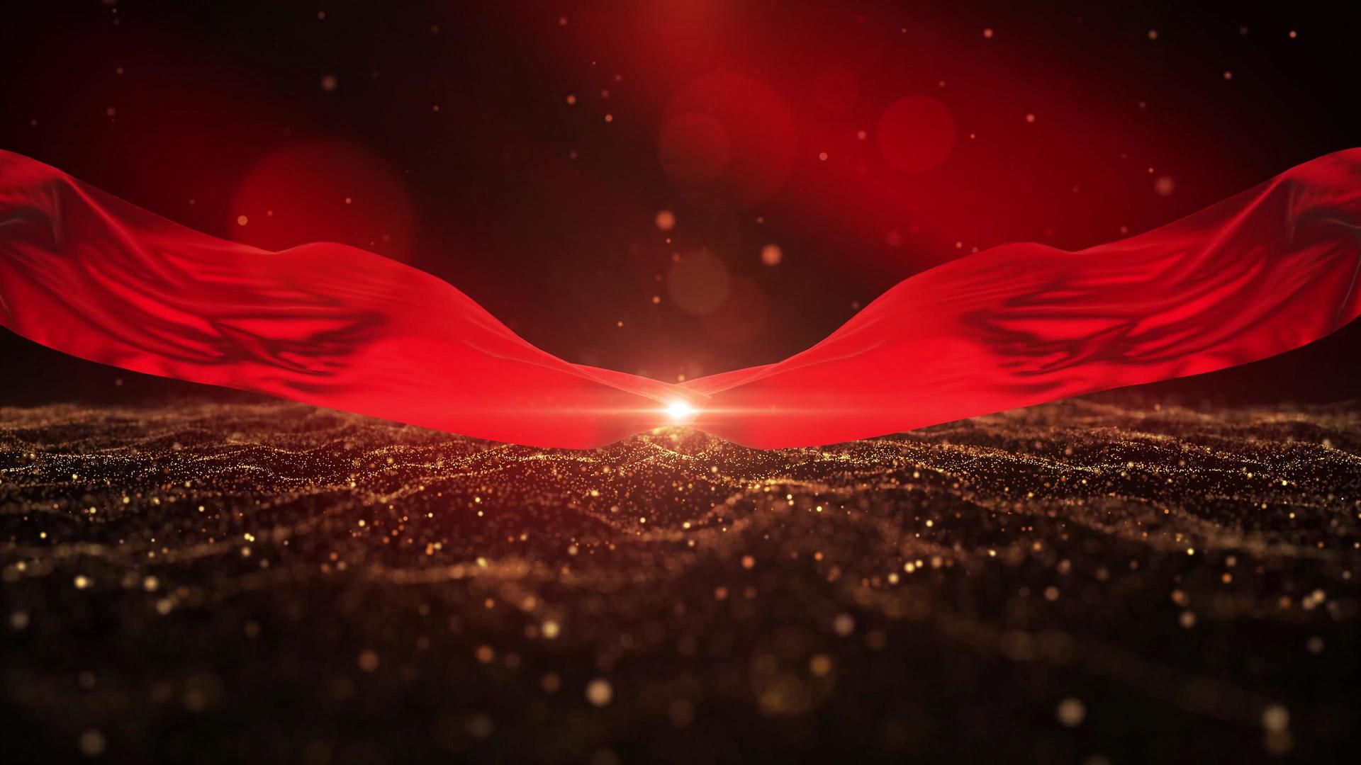 4K大气红色丝绸粒子背景舞台背景视频视频的预览图