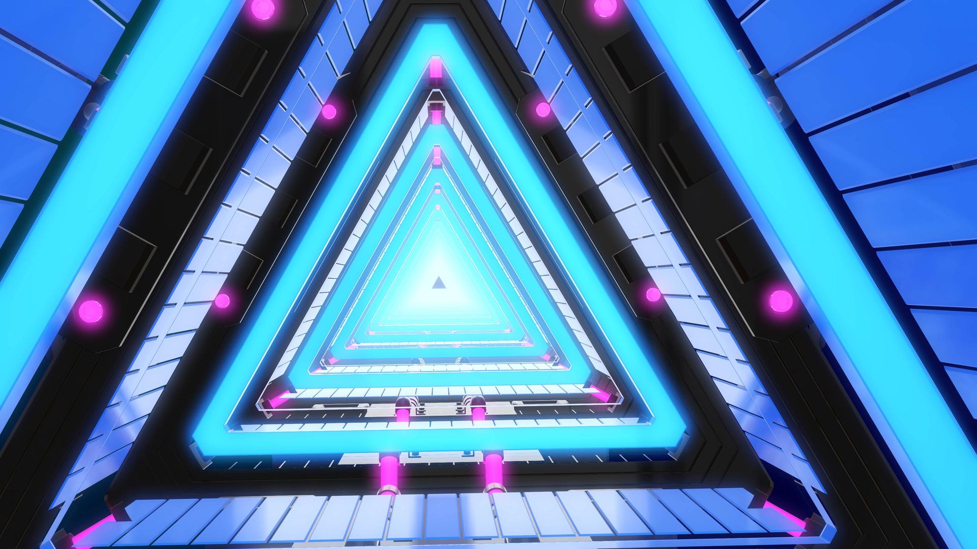 旋转霓虹灯三角形隧道穿梭视频的预览图