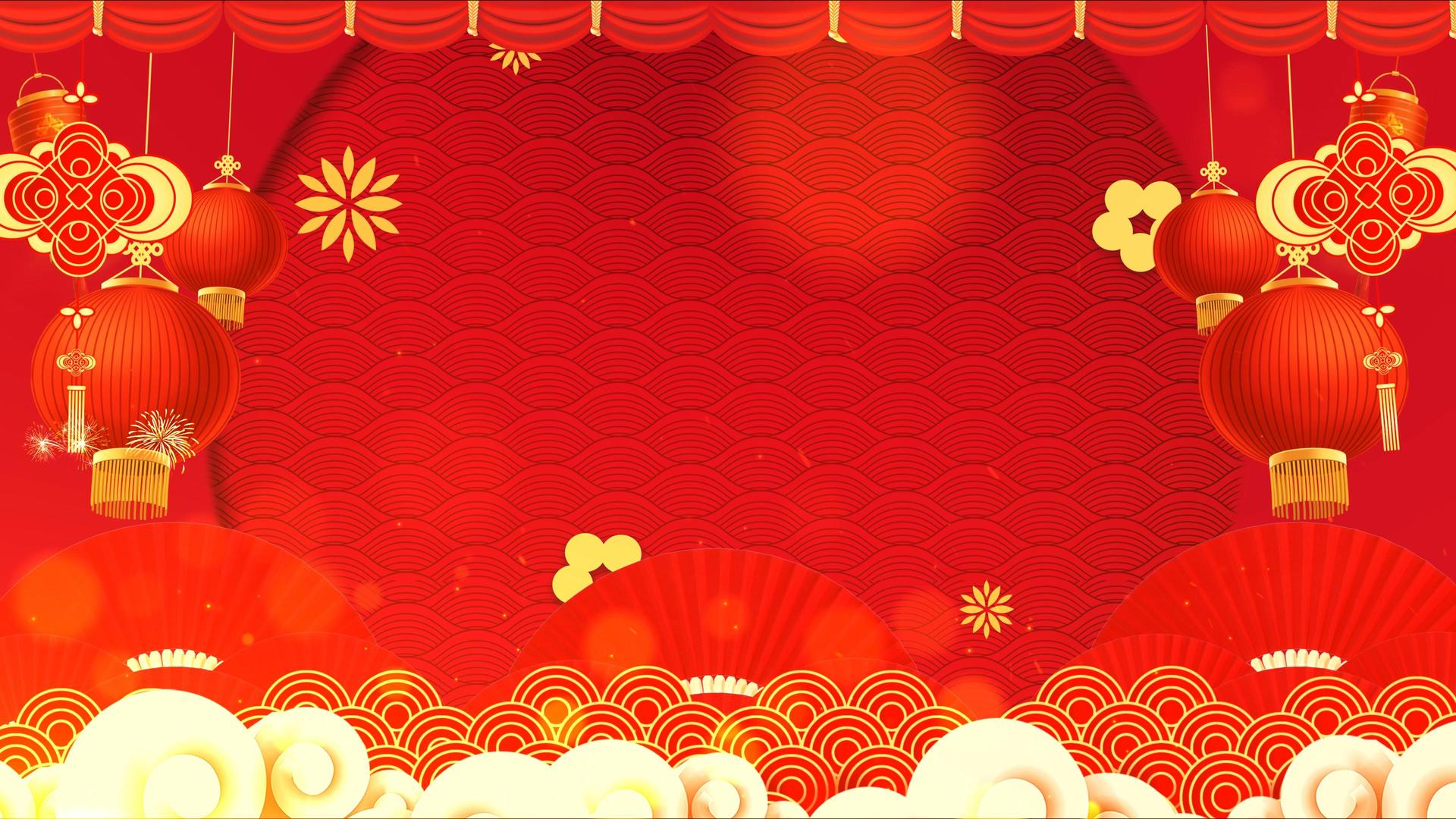 4K喜庆红色动态循环春节节日背景视频视频的预览图