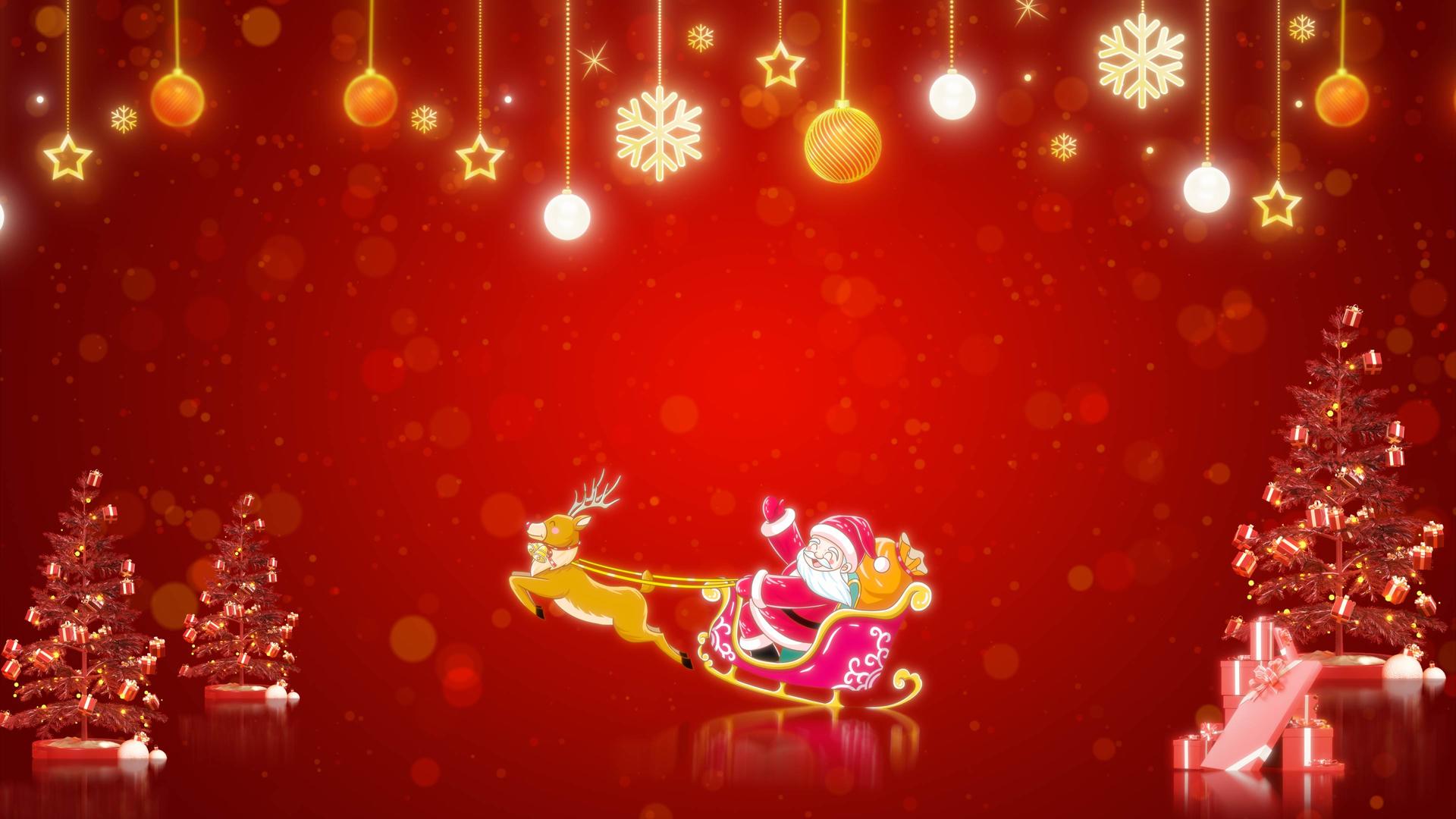 红圣诞圣诞树礼物视频背景视频的预览图