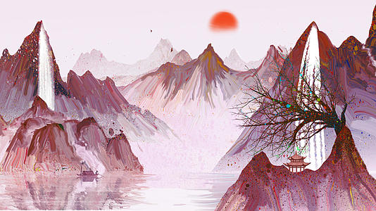 中国风水墨画写意山水背景视频视频的预览图