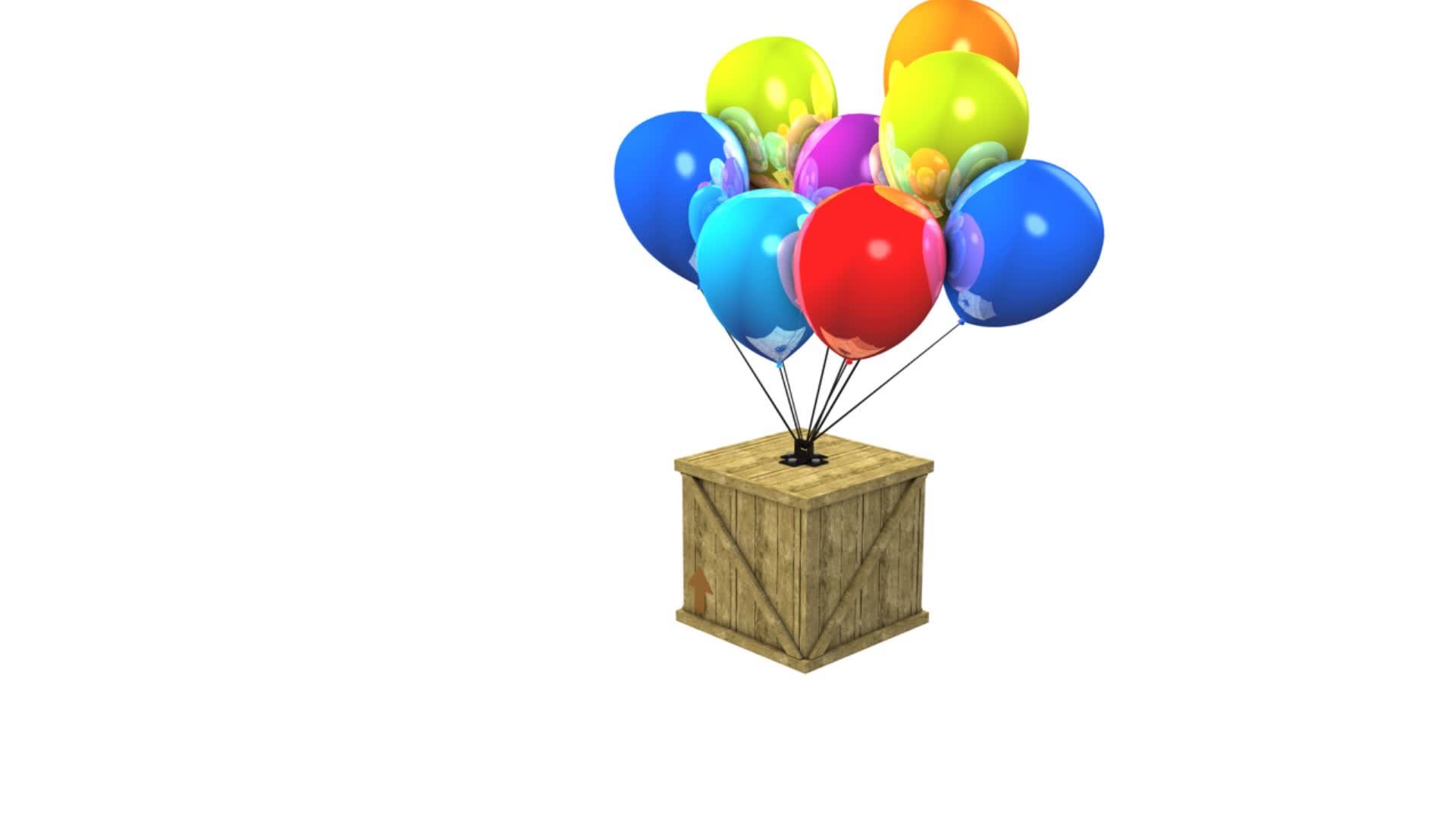 有趣的动画木箱气球传输概念视频的预览图