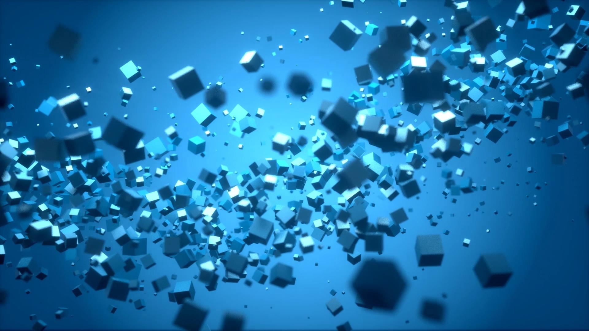 蓝色商务几何方体三维动画视频的预览图