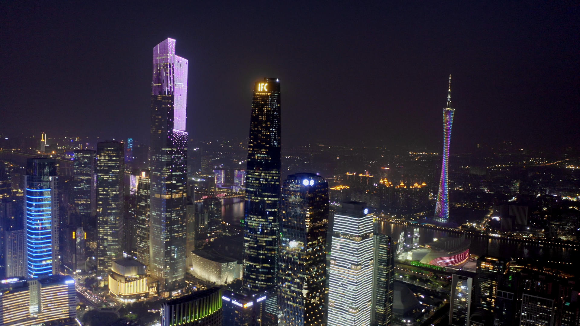 广州城市夜景航拍视频的预览图