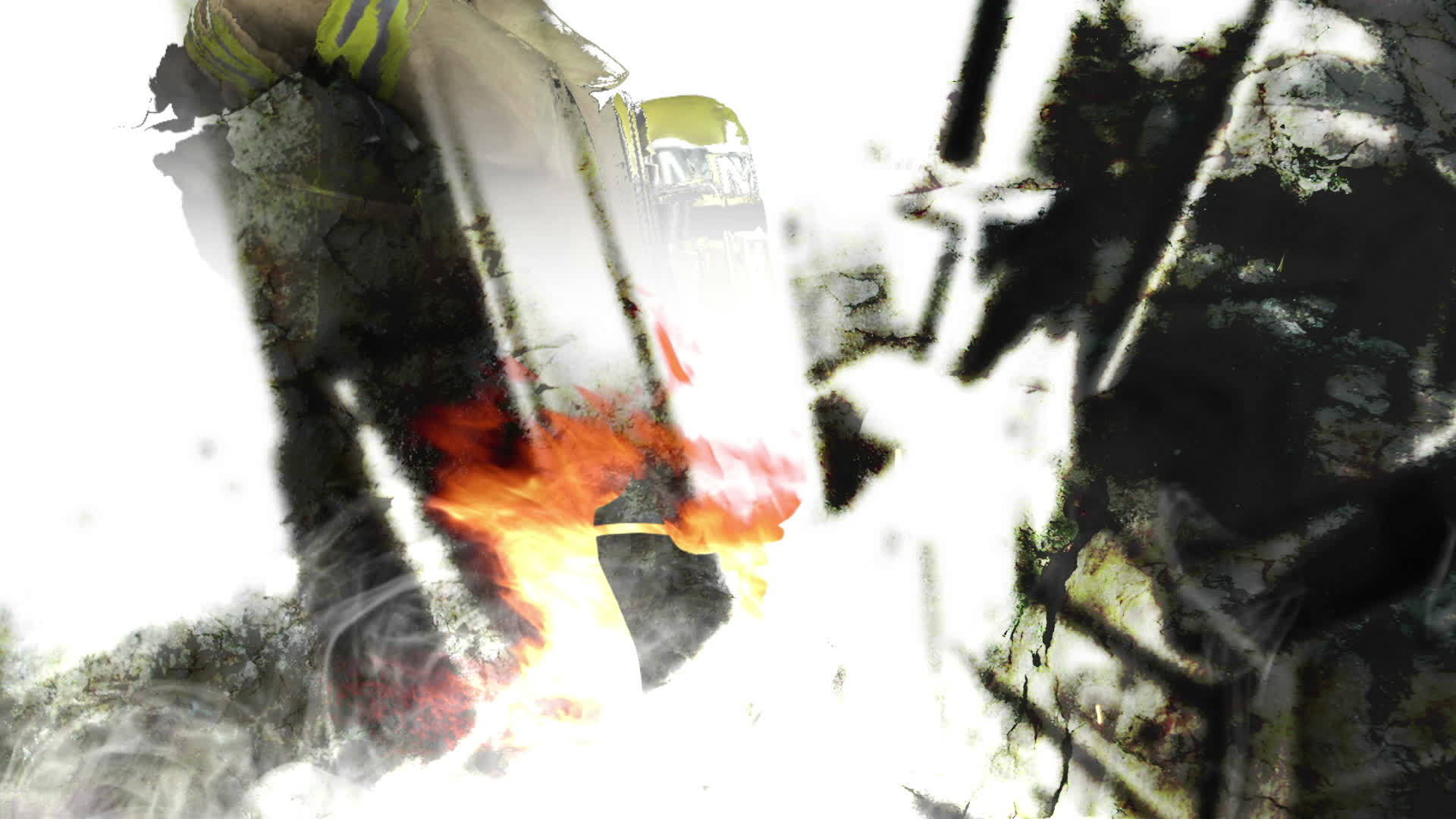 消防中消防员的双重曝光视频视频的预览图