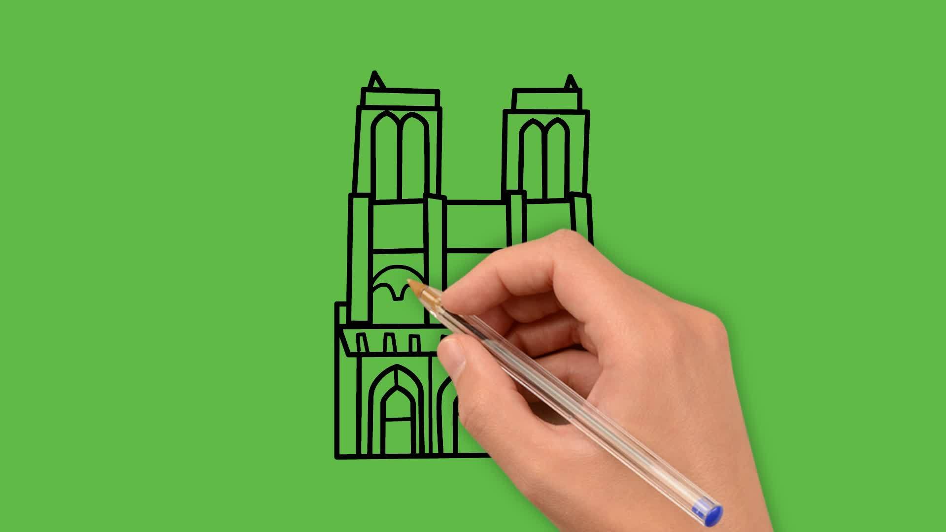 在绿色背景下建筑艺术与白色和黑色相结合视频的预览图