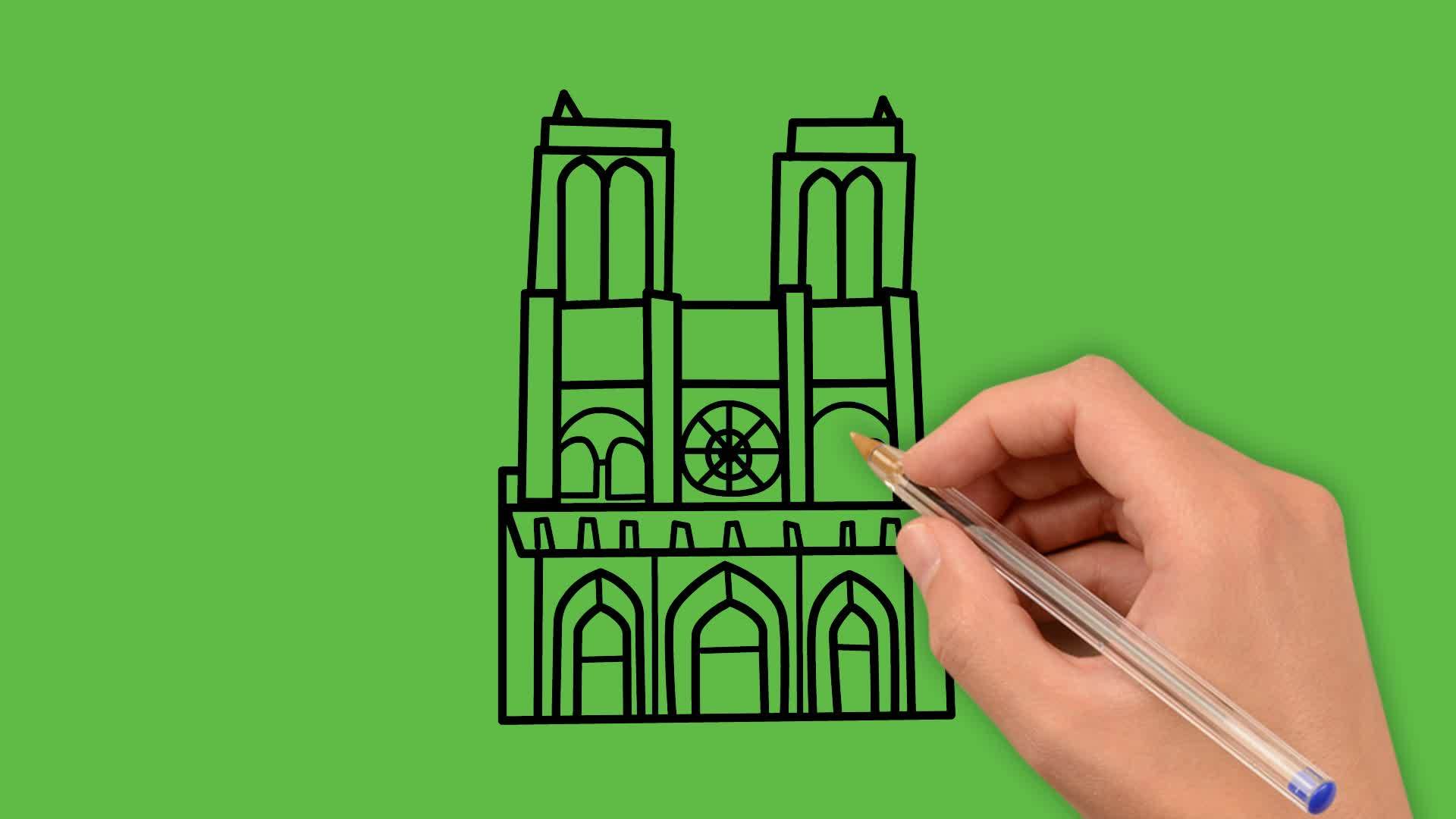 绘画寺庙建筑视频的预览图